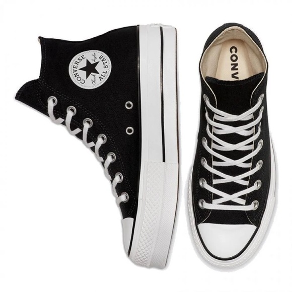 CONVERSE WOMEN'S CHUCK TAYLOR ALL STAR LIFT HIGH TOP IN BLACK/WHITE/WHITE - Picture 1 of 6